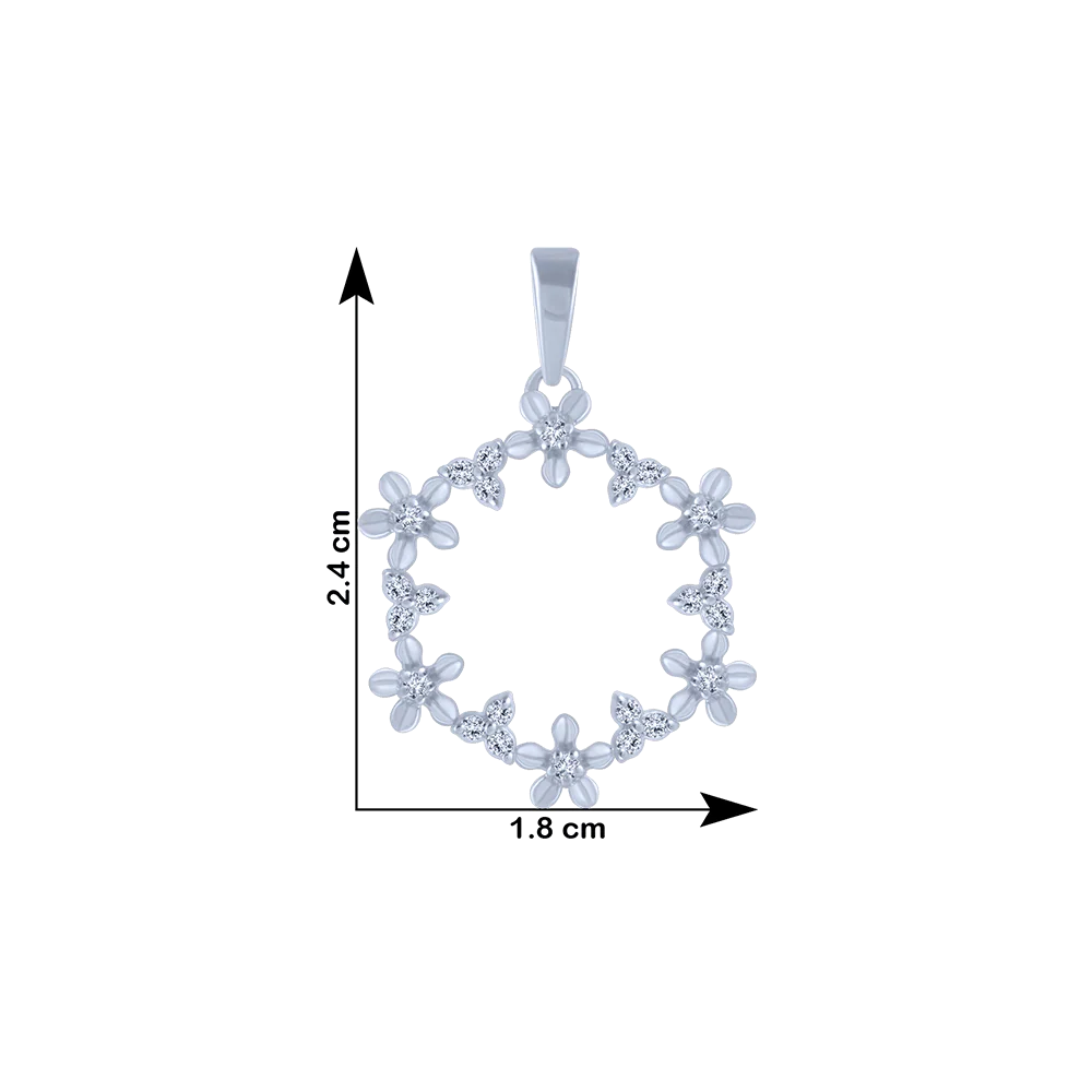 14KT (585) White Gold And Diamond Pendant For Women - Image 4