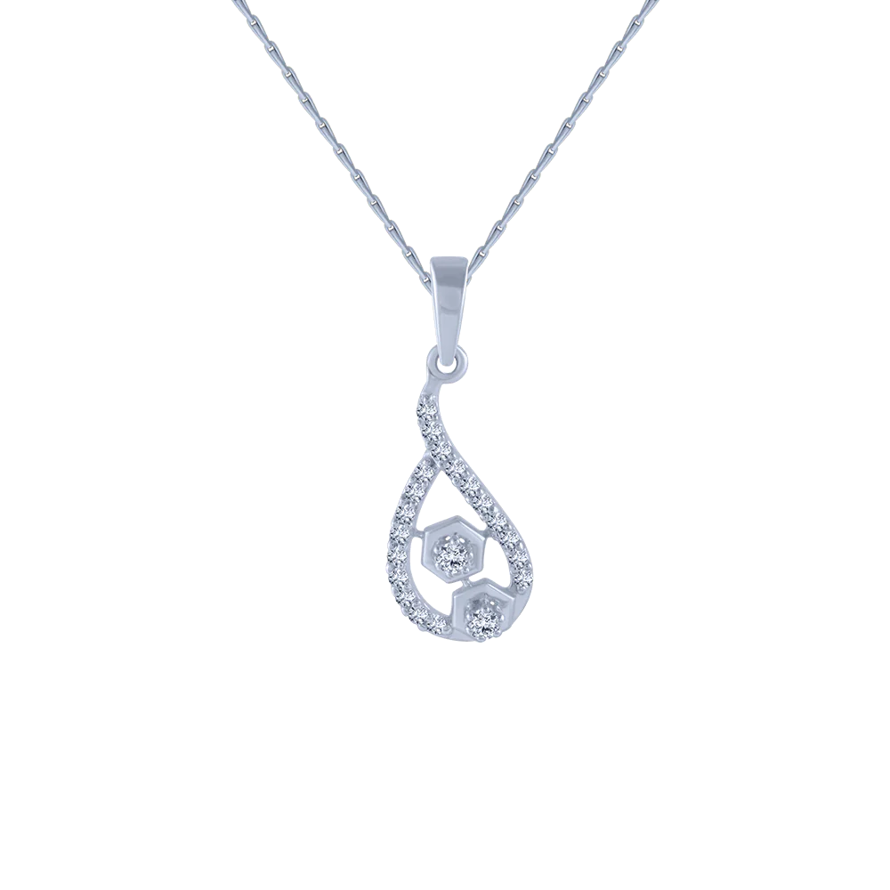 14KT (585) White Gold And Diamond Pendant For Women