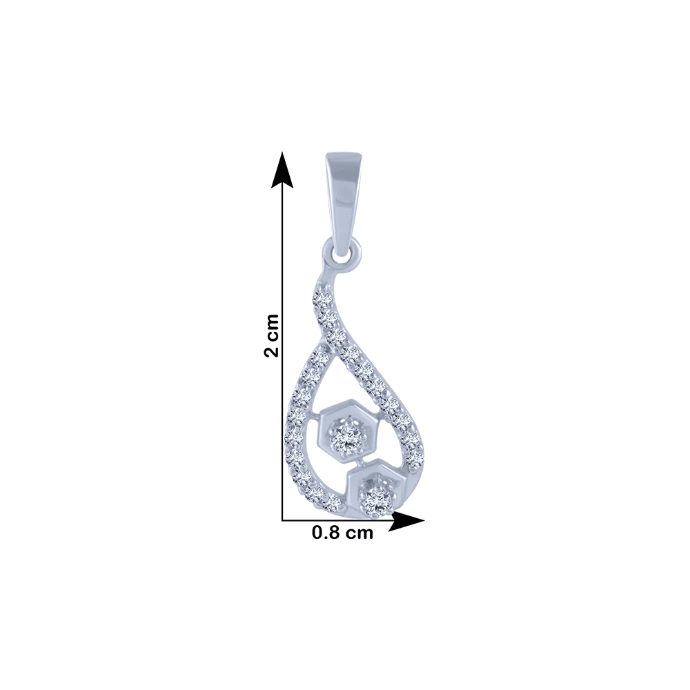 14KT (585) White Gold And Diamond Pendant For Women - Image 4