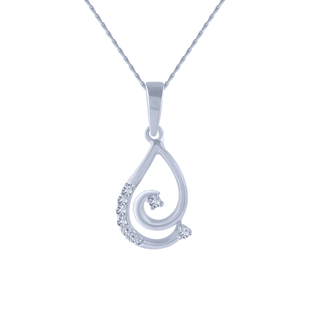 14KT (585) White Gold And Diamond Pendant For Women