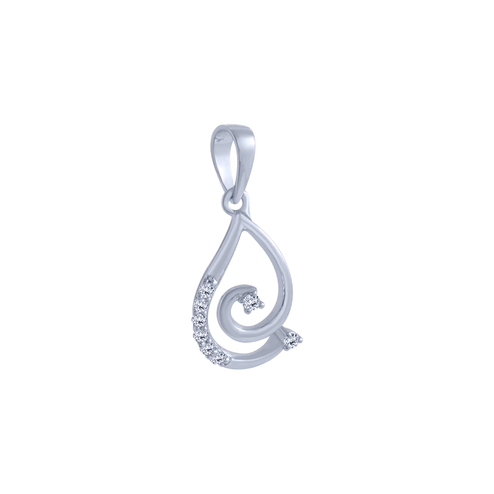 14KT (585) White Gold And Diamond Pendant For Women - Image 3