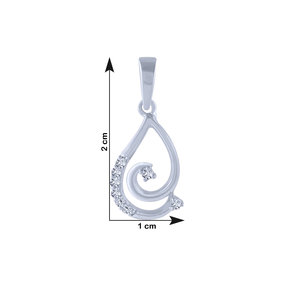 14KT (585) White Gold And Diamond Pendant For Women - Image 4