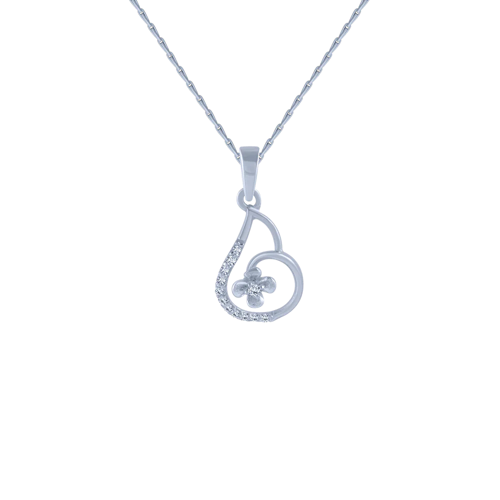 14KT (585) White Gold And Diamond Pendant For Women