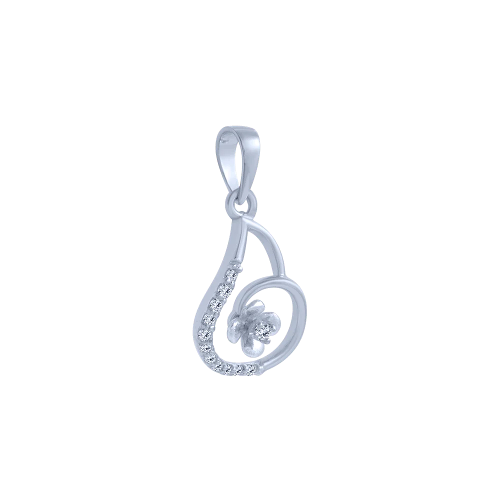 14KT (585) White Gold And Diamond Pendant For Women - Image 3