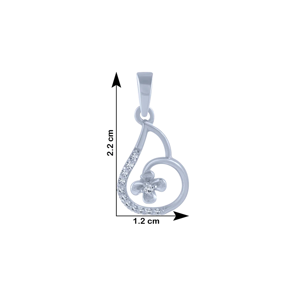 14KT (585) White Gold And Diamond Pendant For Women - Image 4