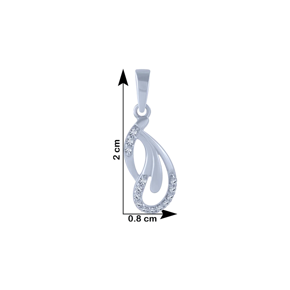 14KT (585) White Gold And Diamond Pendant For Women - Image 4