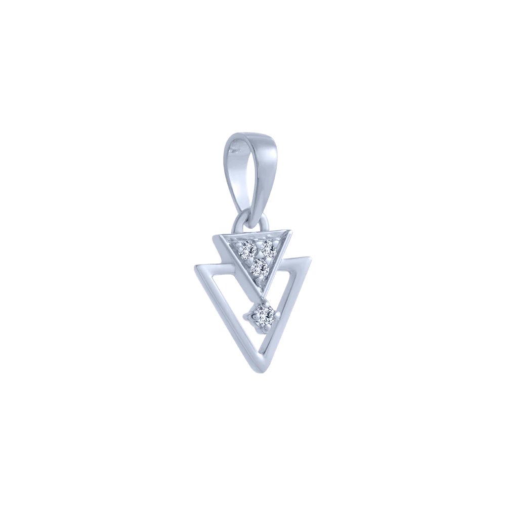 14KT (585) White Gold And Diamond Pendant For Women - Image 3