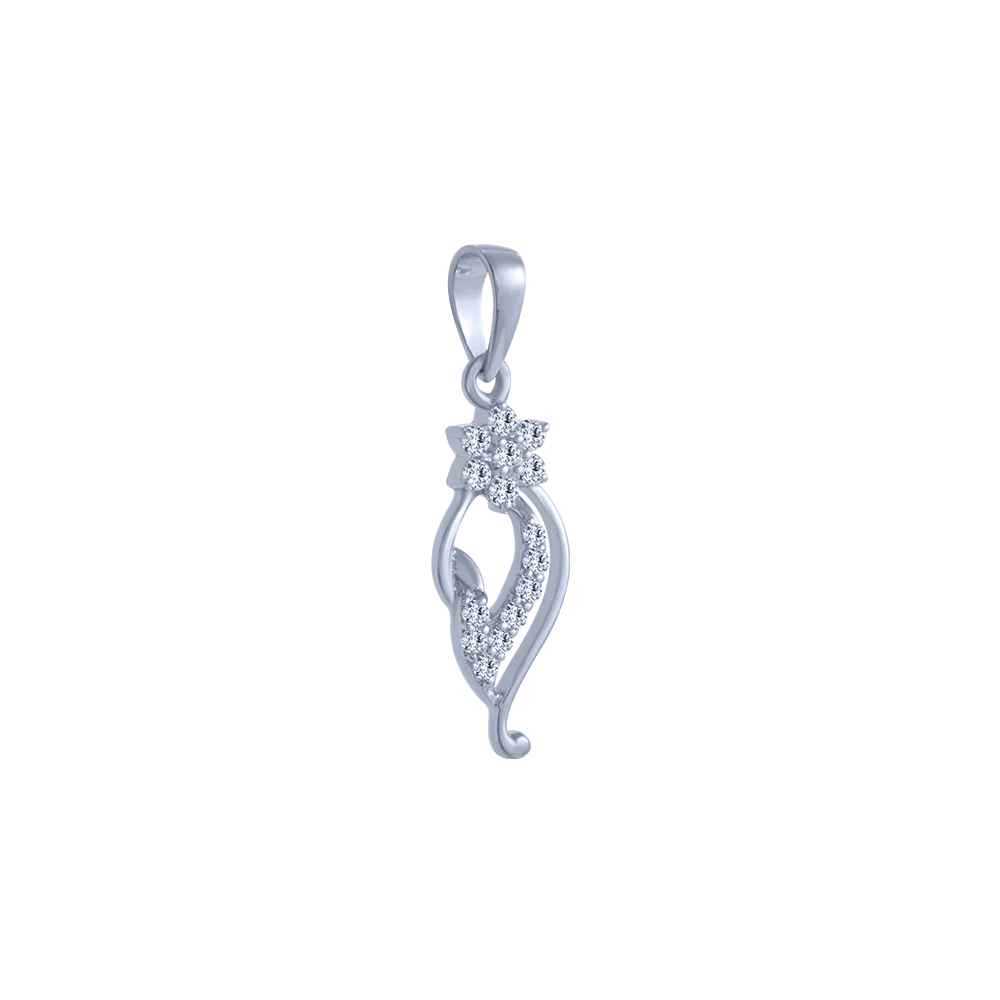 14KT (585) White Gold And Diamond Pendant For Women - Image 3
