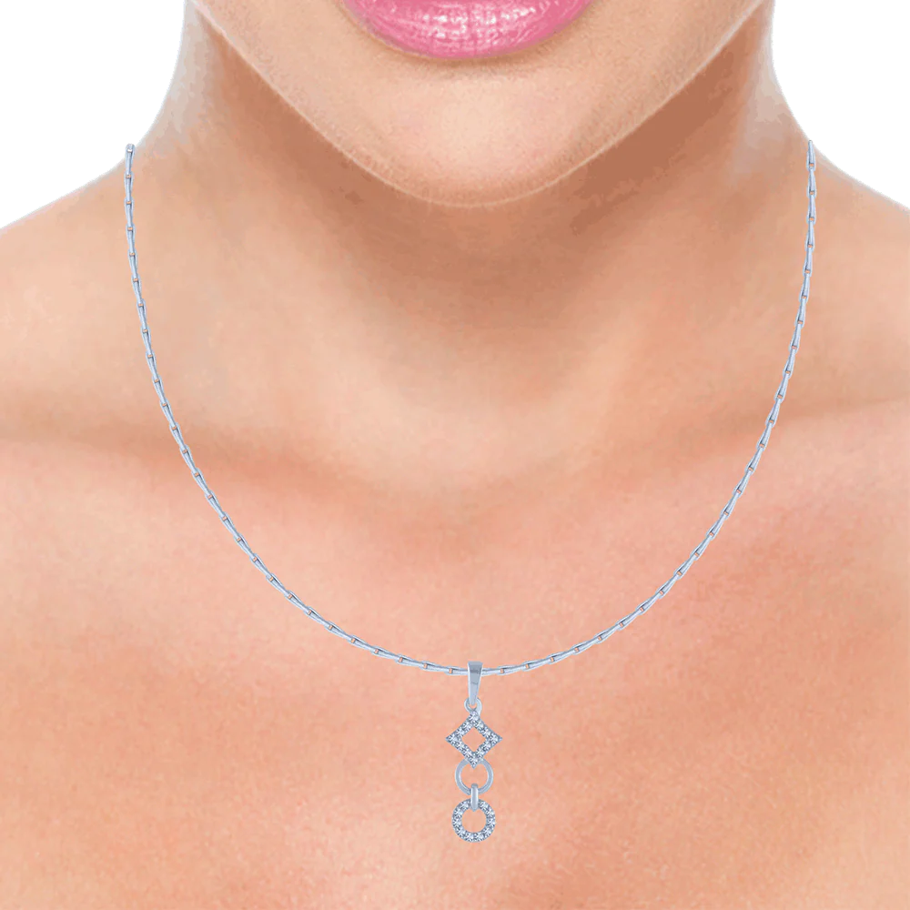 14KT (585) White Gold And Diamond Pendant For Women - Image 2