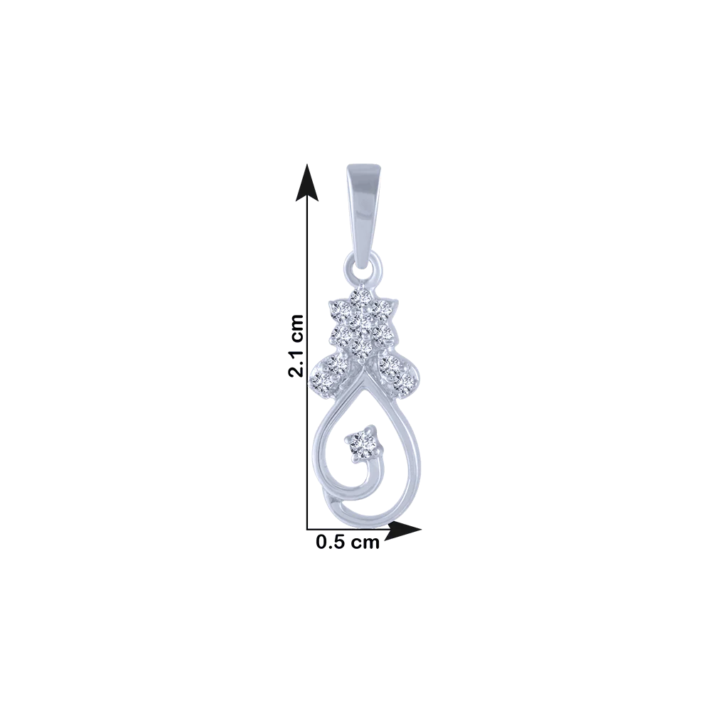 14KT (585) White Gold And Diamond Pendant For Women - Image 3