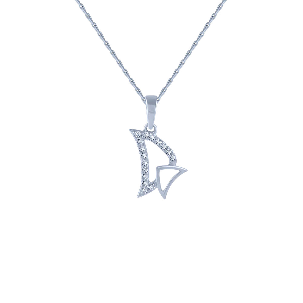 14KT (585) White Gold And Diamond Pendant For Women