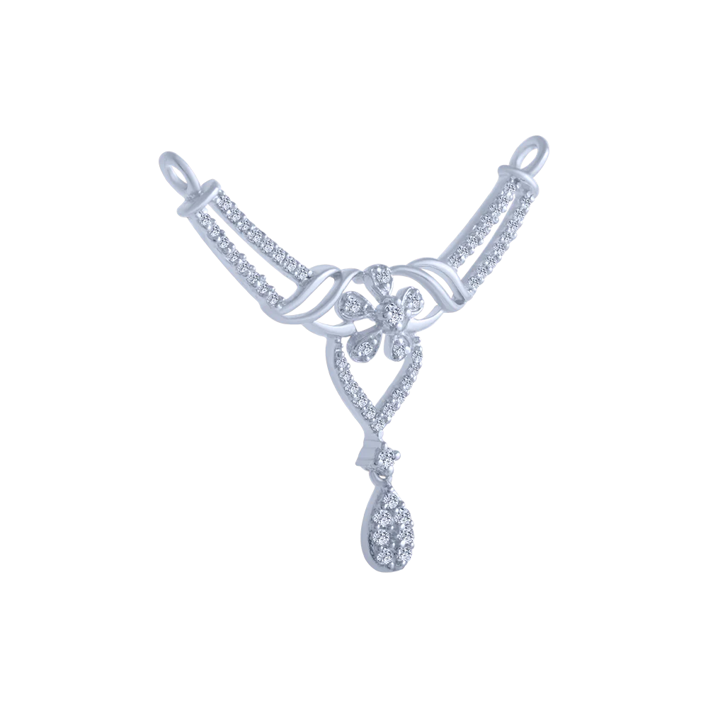 14KT (585) White Gold And Diamond Pendant For Women - Image 3