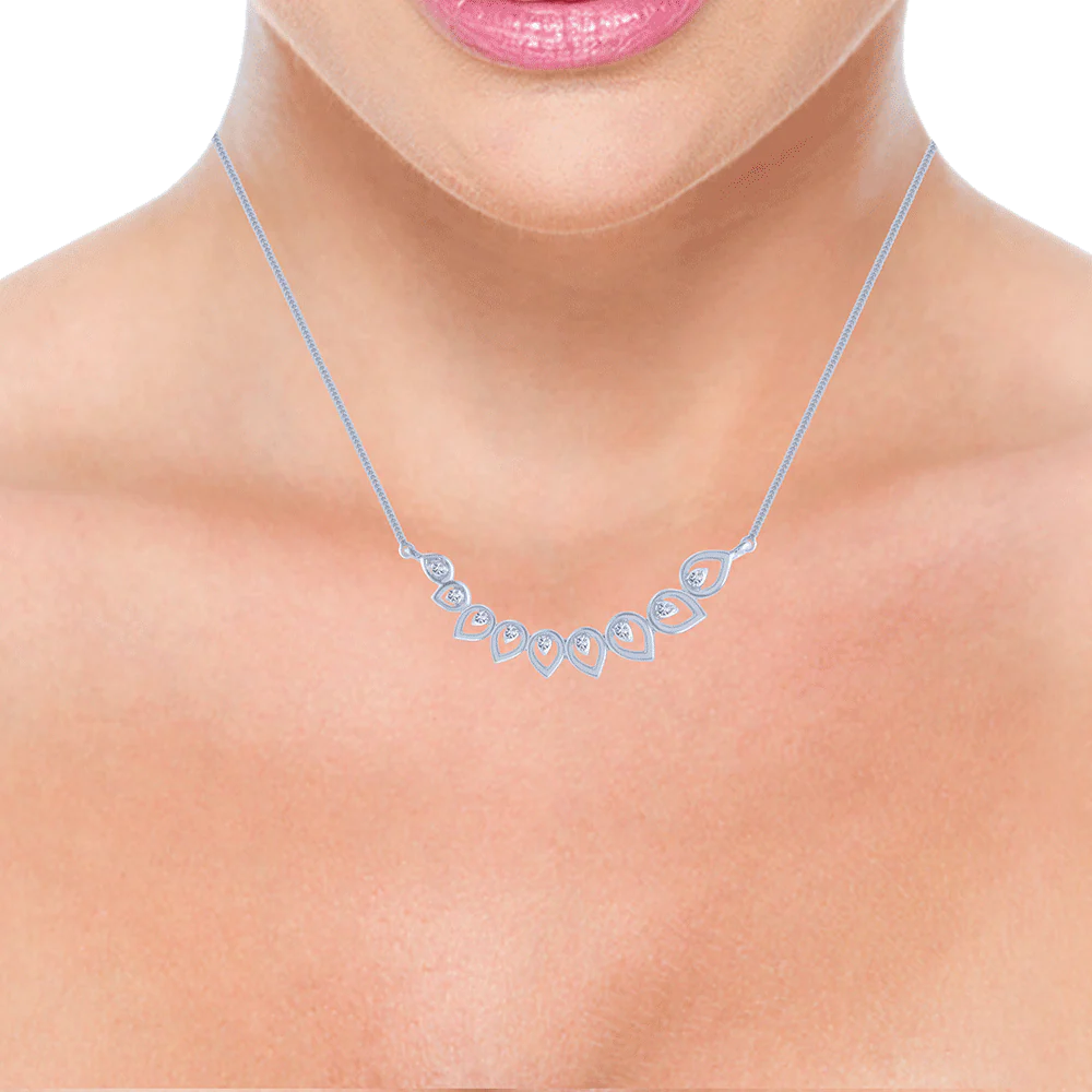 14KT (585) White Gold And Diamond Pendant For Women - Image 2