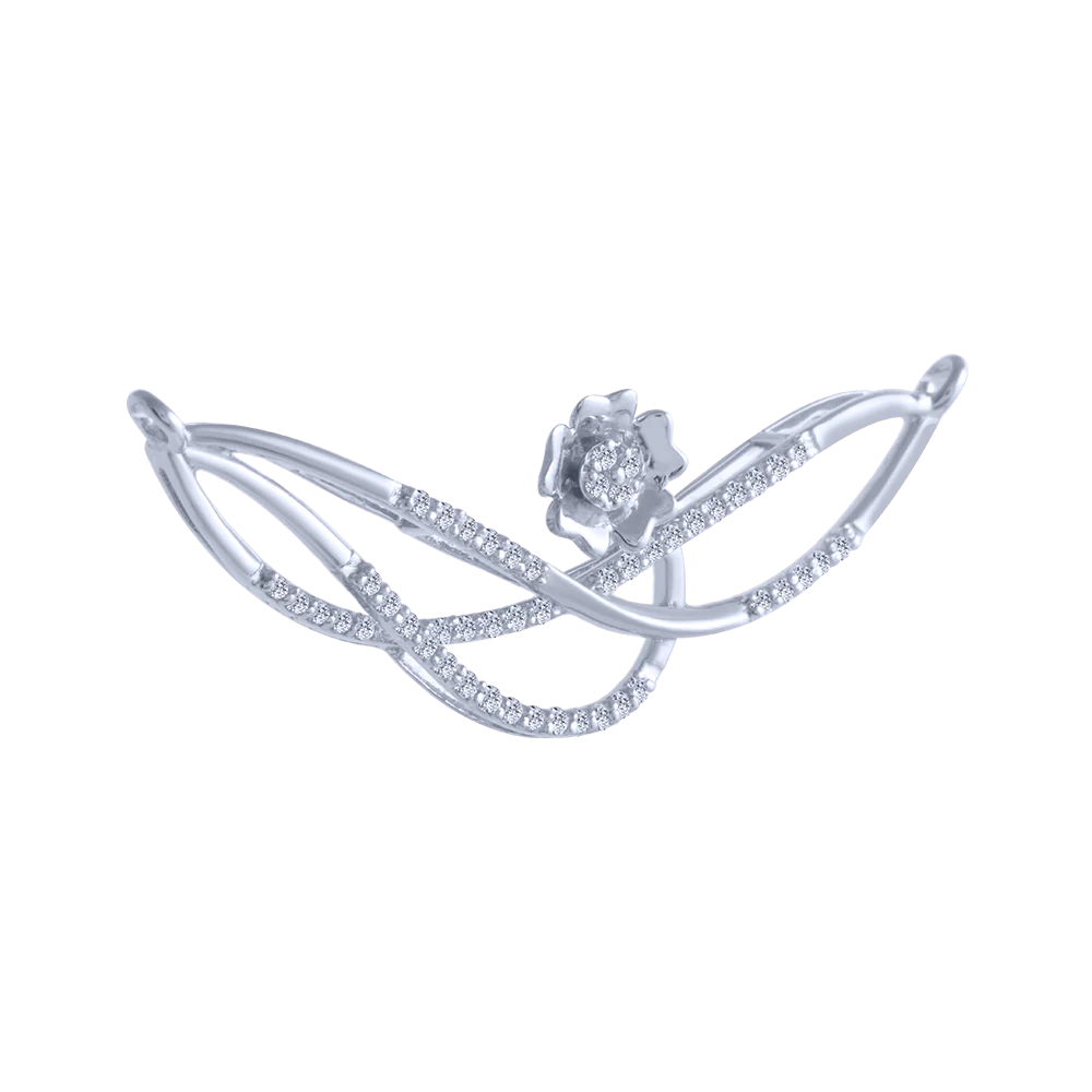 14KT (585) White Gold And Diamond Pendant For Women - Image 3