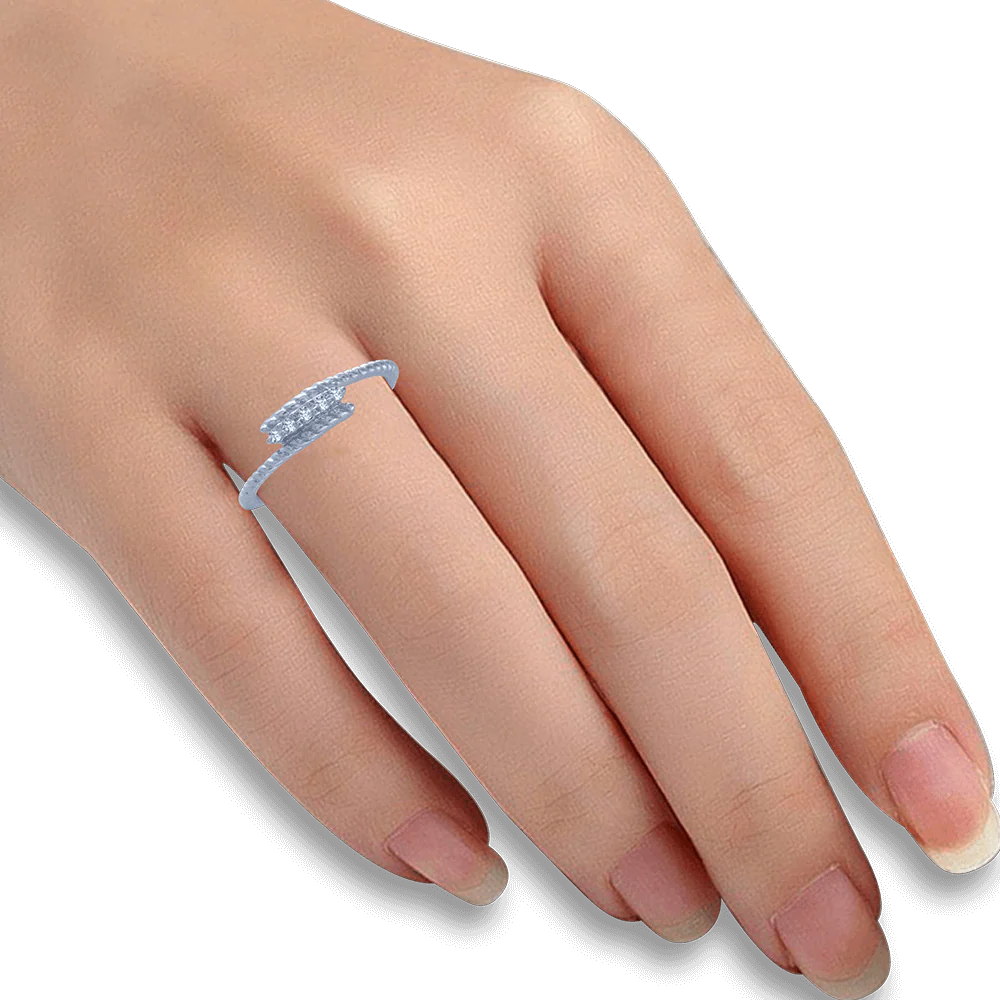 14KT (585) White Gold And Diamond Ring For Women - Image 2