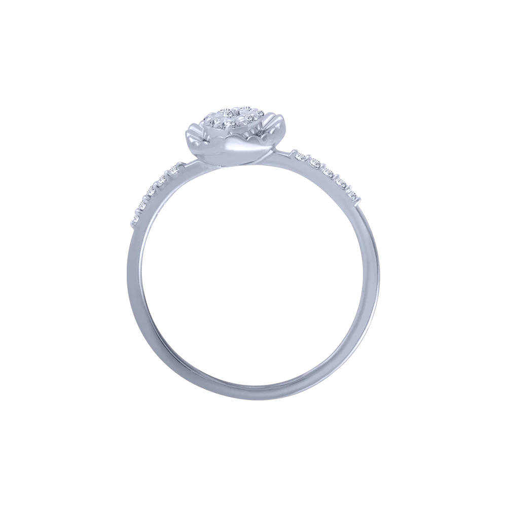 14KT (585) White Gold And Diamond Ring For Women - Image 3