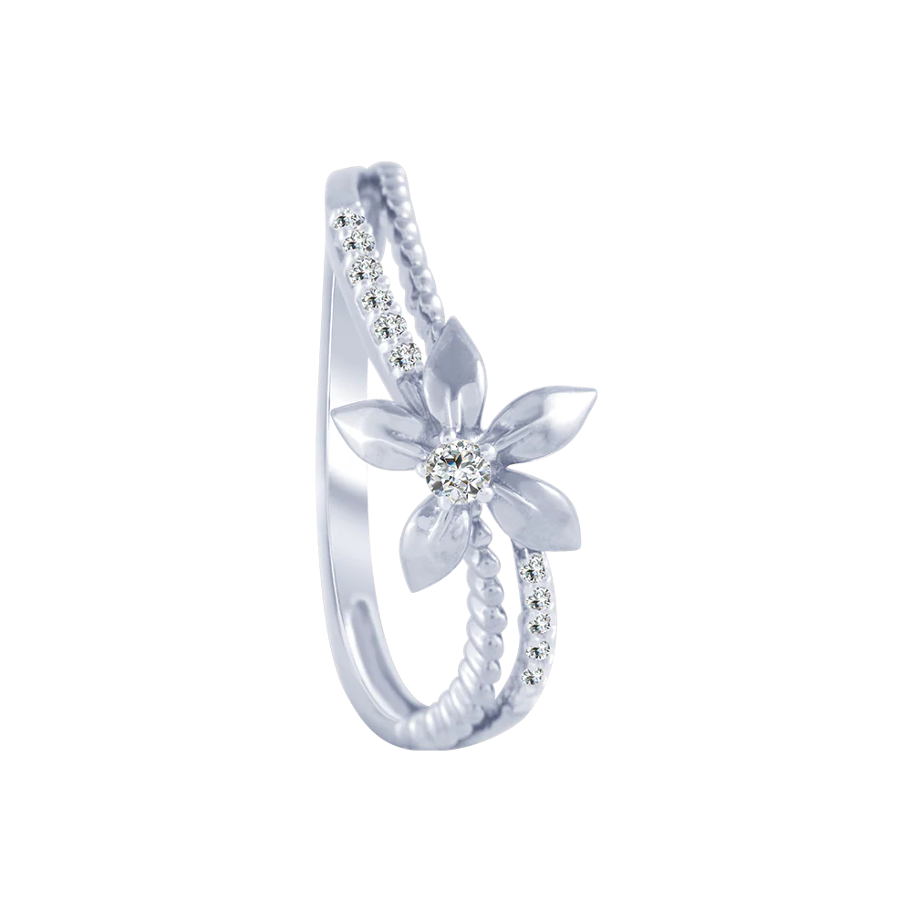 14KT (585) White Gold And Diamond Ring For Women