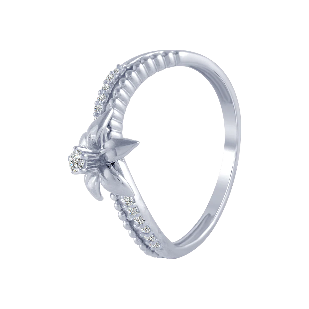 14KT (585) White Gold And Diamond Ring For Women - Image 2