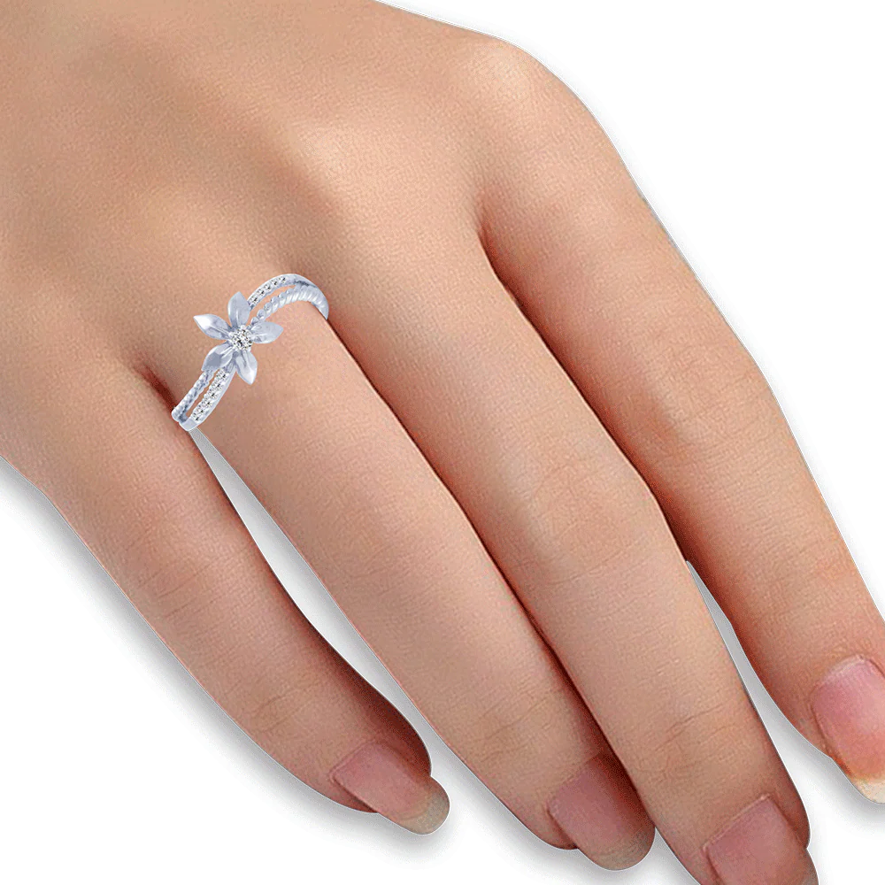 14KT (585) White Gold And Diamond Ring For Women - Image 4