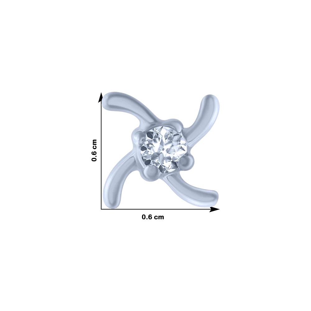 14KT (585) White Gold And Diamond Stud Earrings For Women - Image 4