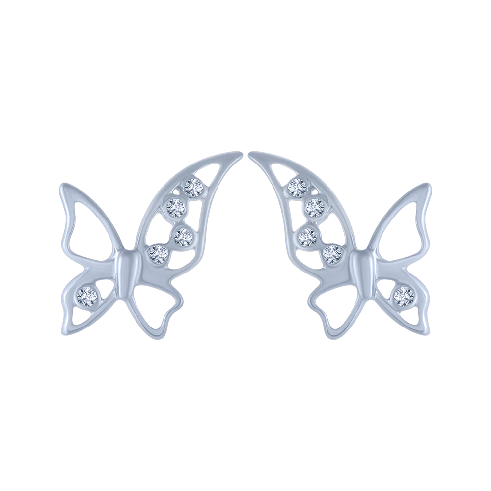 14KT (585) White Gold And Diamond Stud Earrings For Women