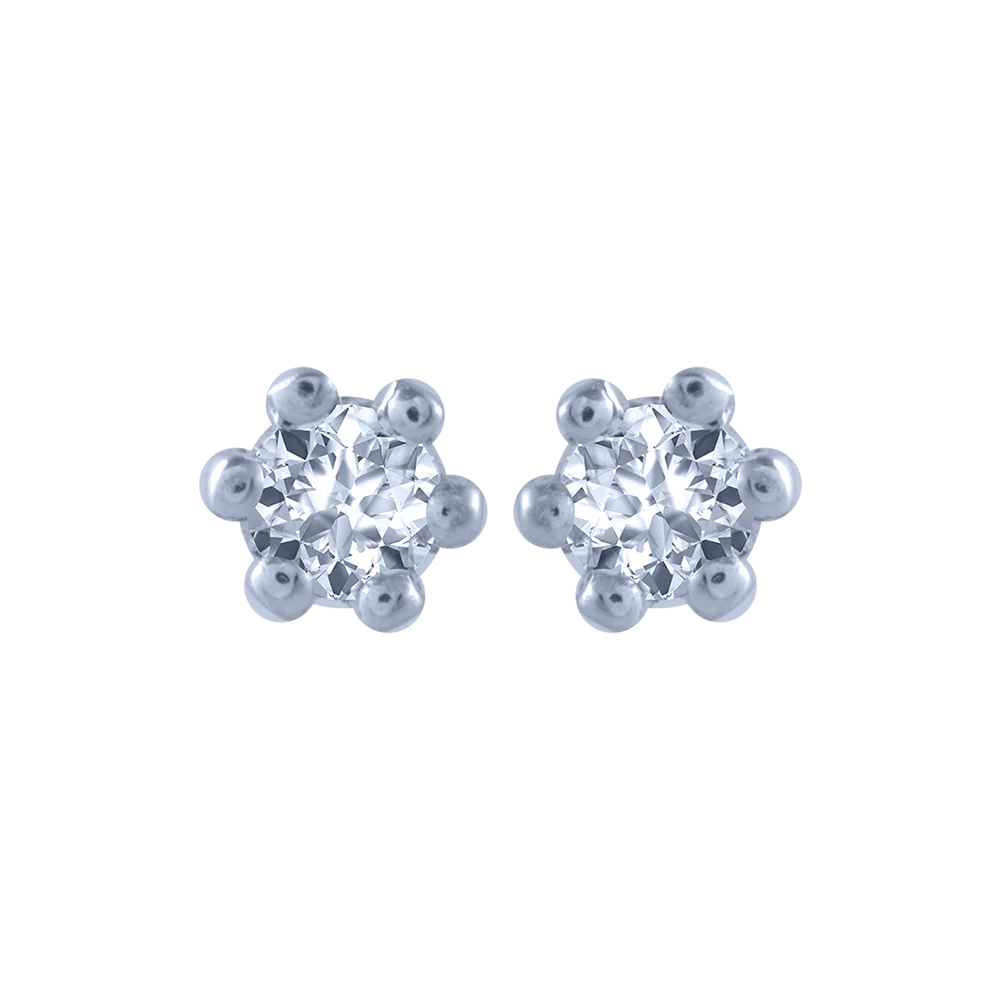 14KT (585) White Gold And Diamond Stud Earrings For Women