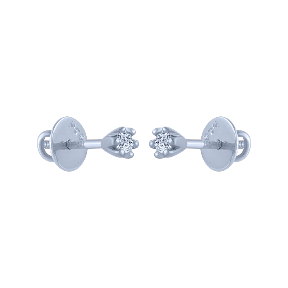 14KT (585) White Gold And Diamond Stud Earrings For Women - Image 3