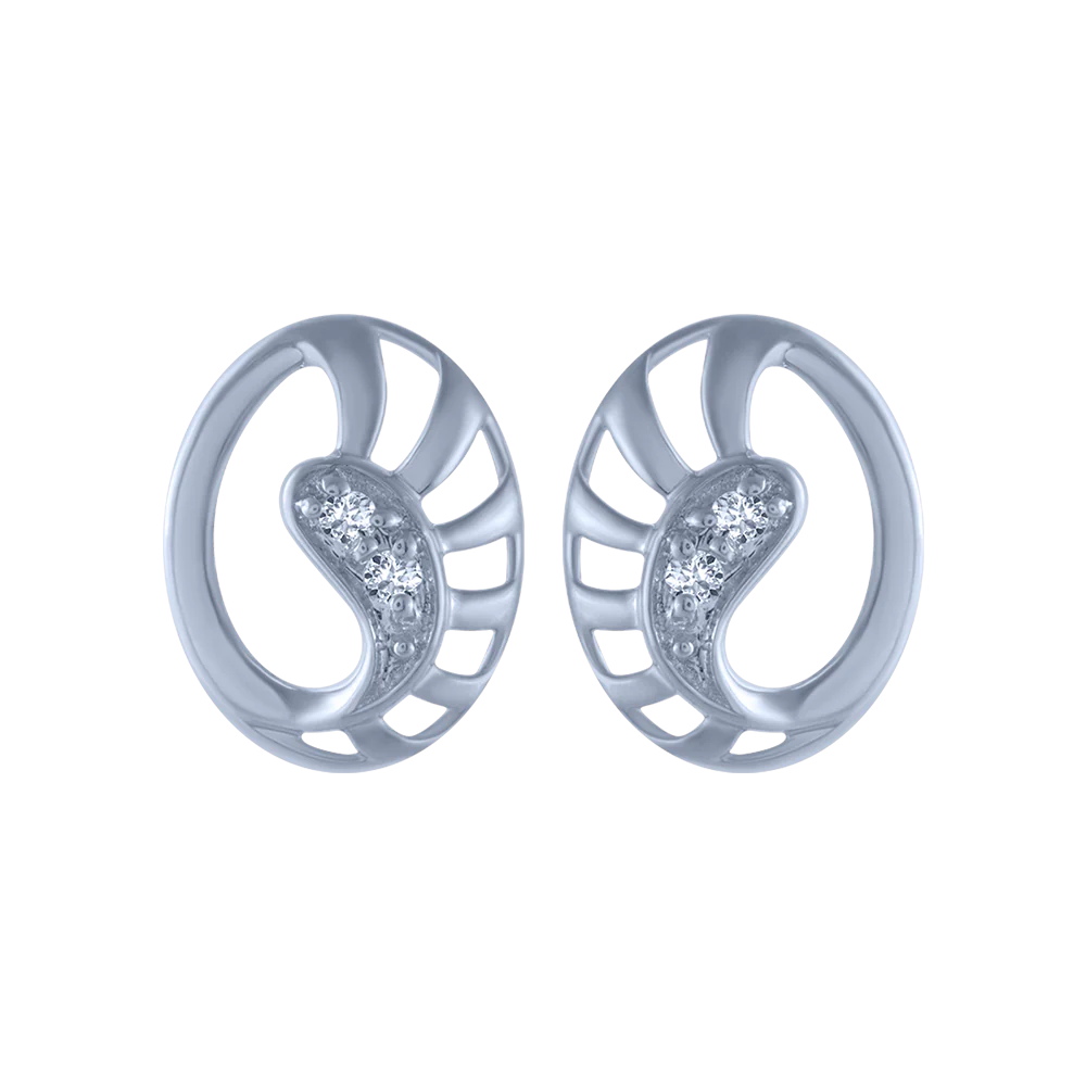 14KT (585) White Gold And Diamond Stud Earrings For Women