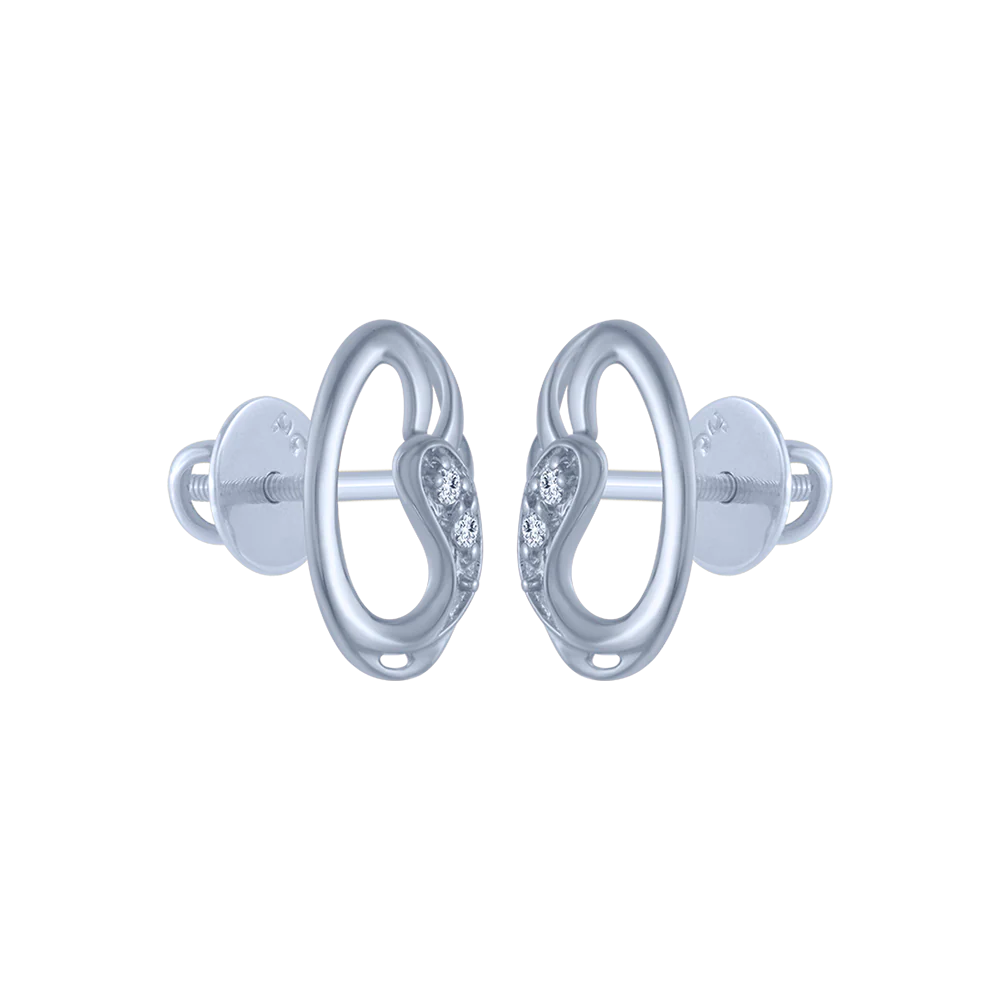 14KT (585) White Gold And Diamond Stud Earrings For Women - Image 3