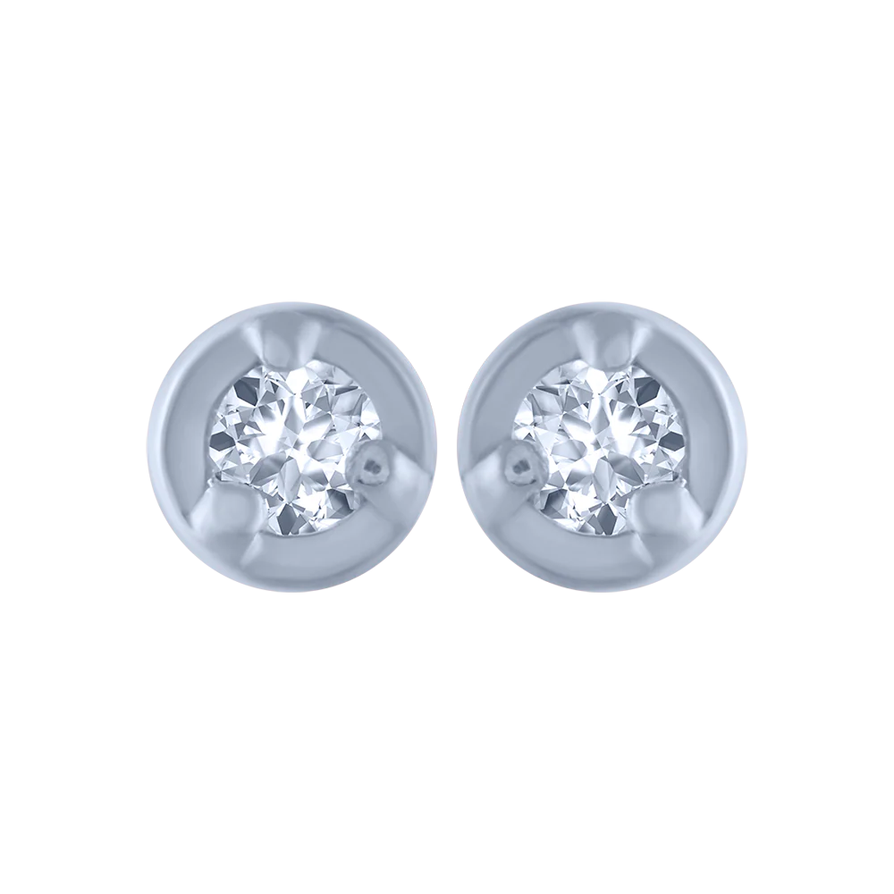 14KT (585) White Gold And Diamond Stud Earrings For Women