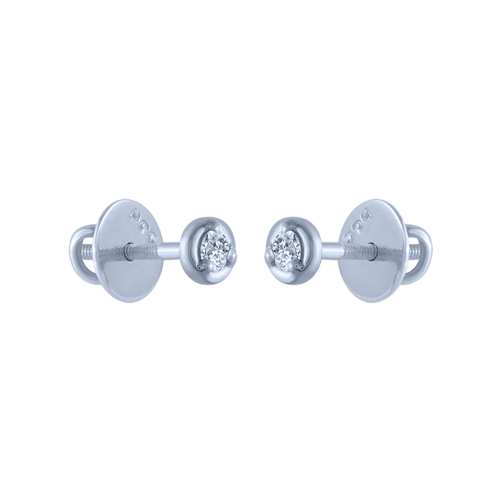 14KT (585) White Gold And Diamond Stud Earrings For Women - Image 3