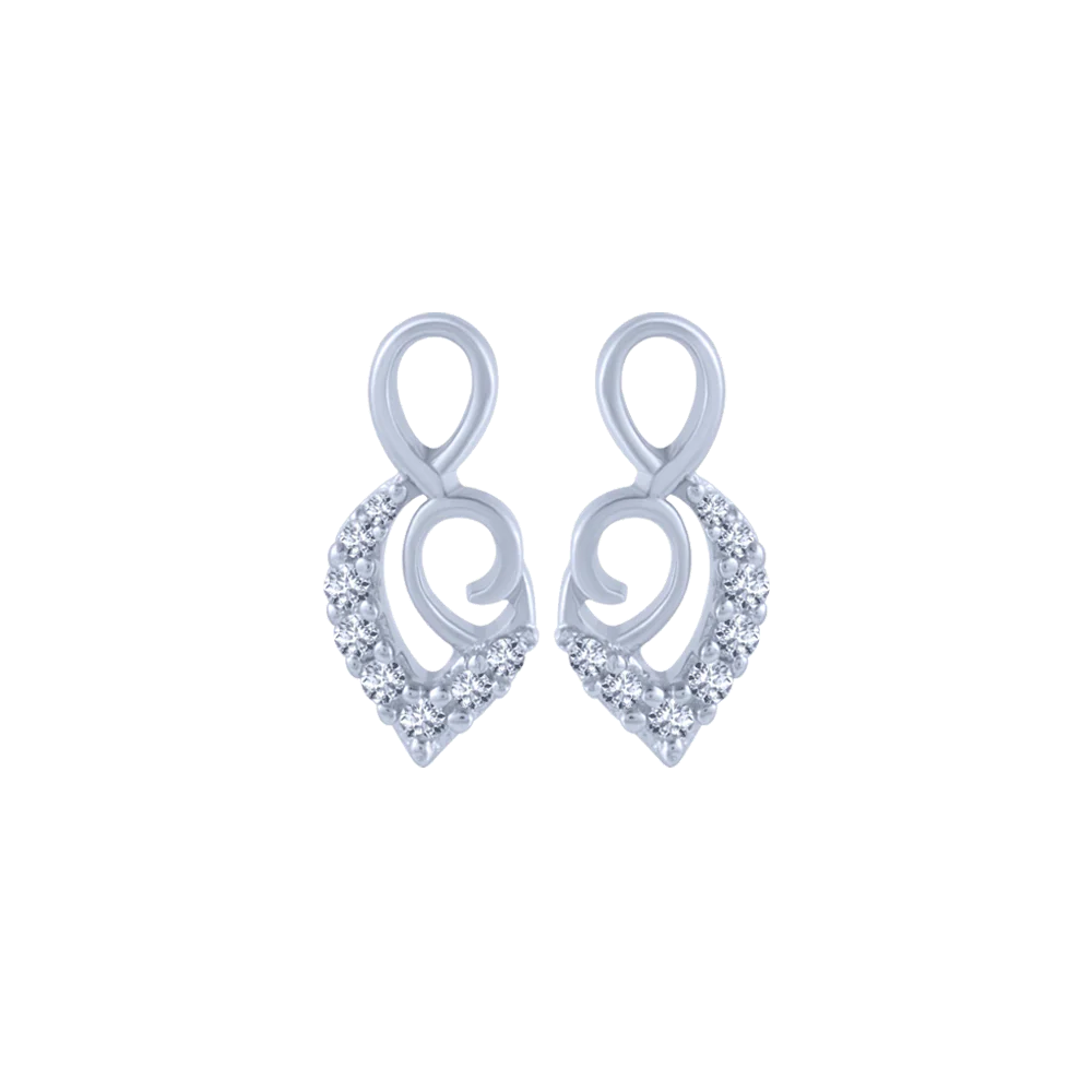 14KT (585) White Gold And Diamond Stud Earrings For Women