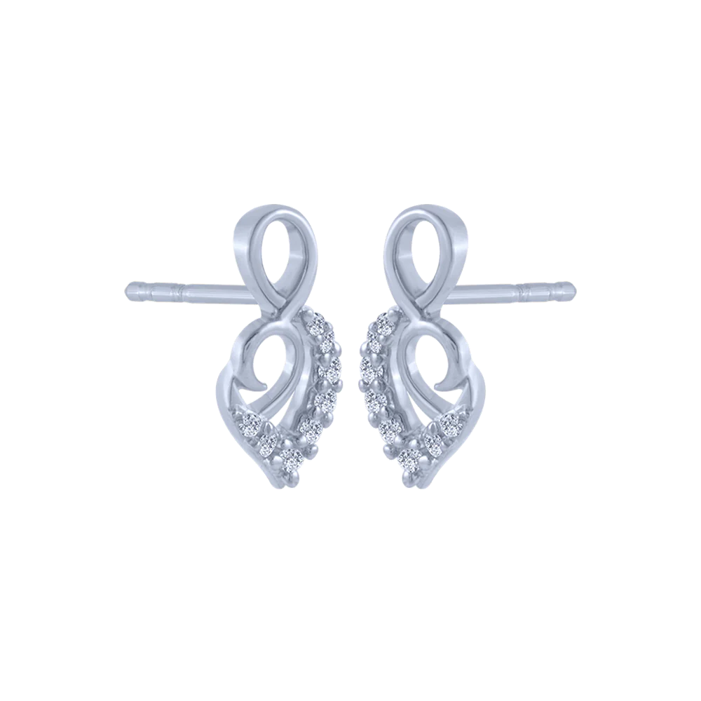 14KT (585) White Gold And Diamond Stud Earrings For Women - Image 3