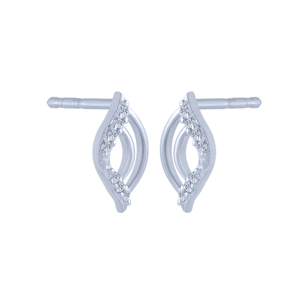 14KT (585) White Gold And Diamond Stud Earrings For Women - Image 3