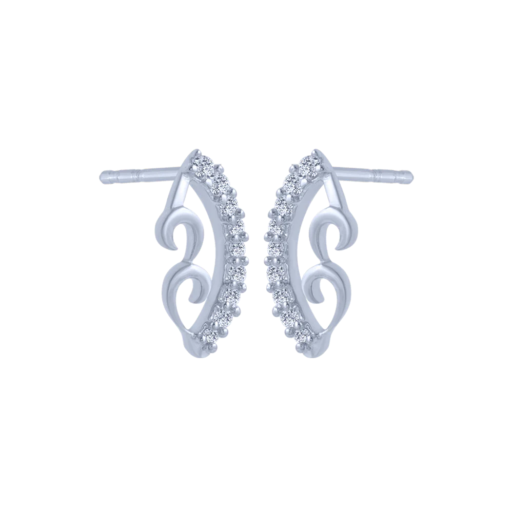 14KT (585) White Gold And Diamond Stud Earrings For Women - Image 3