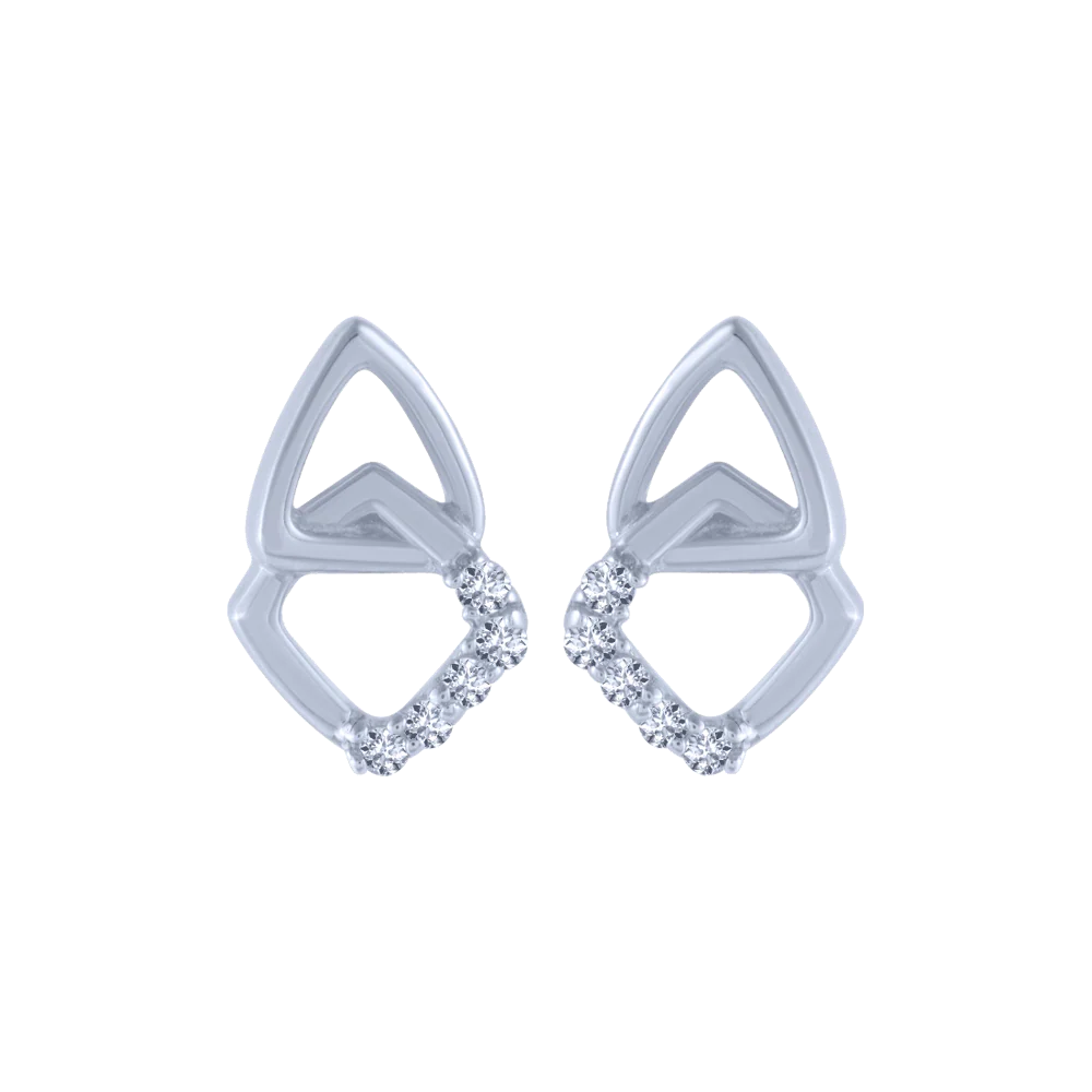 14KT (585) White Gold And Diamond Stud Earrings For Women