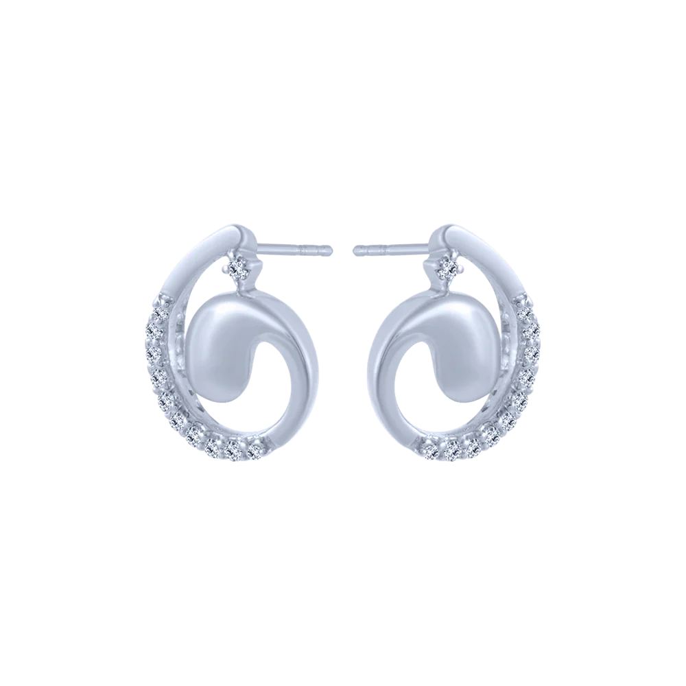 14KT (585) White Gold And Diamond Stud Earrings For Women - Image 3