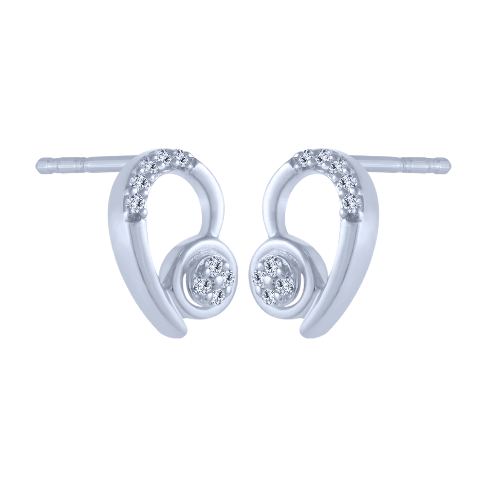 14KT (585) White Gold And Diamond Stud Earrings For Women - Image 3