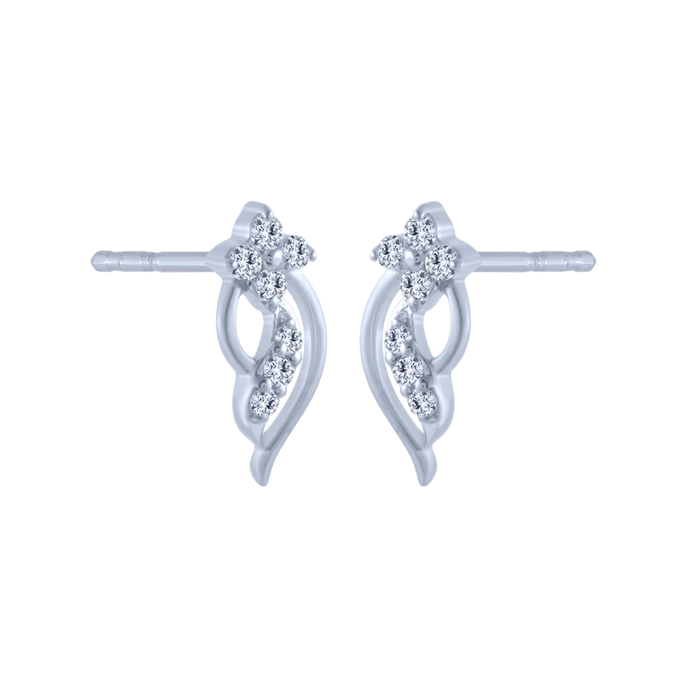14KT (585) White Gold And Diamond Stud Earrings For Women - Image 2