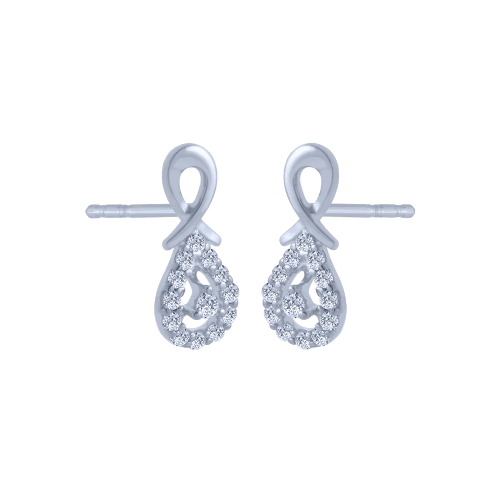14KT (585) White Gold And Diamond Stud Earrings For Women - Image 3