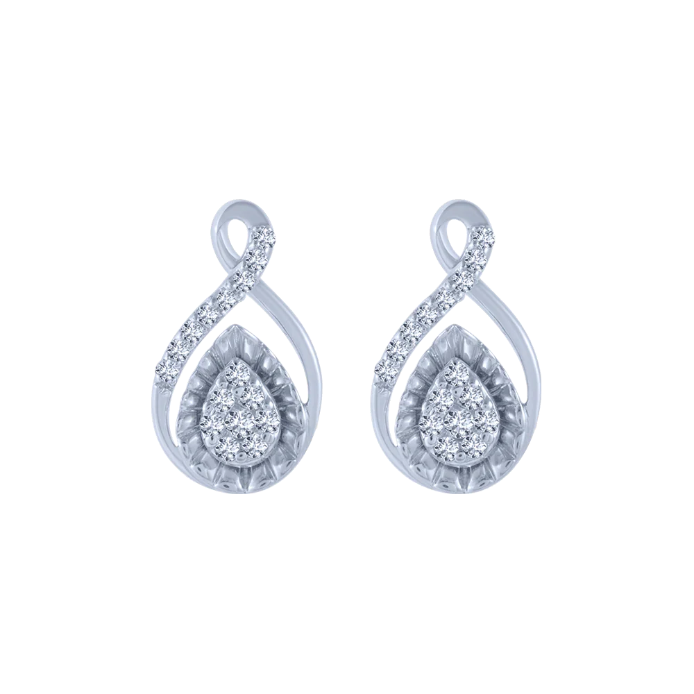 14KT (585) White Gold And Diamond Stud Earrings For Women