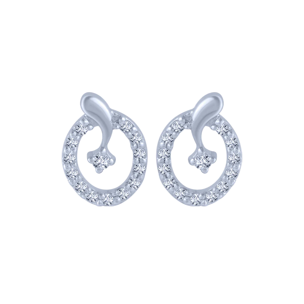 14KT (585) White Gold And Diamond Stud Earrings For Women
