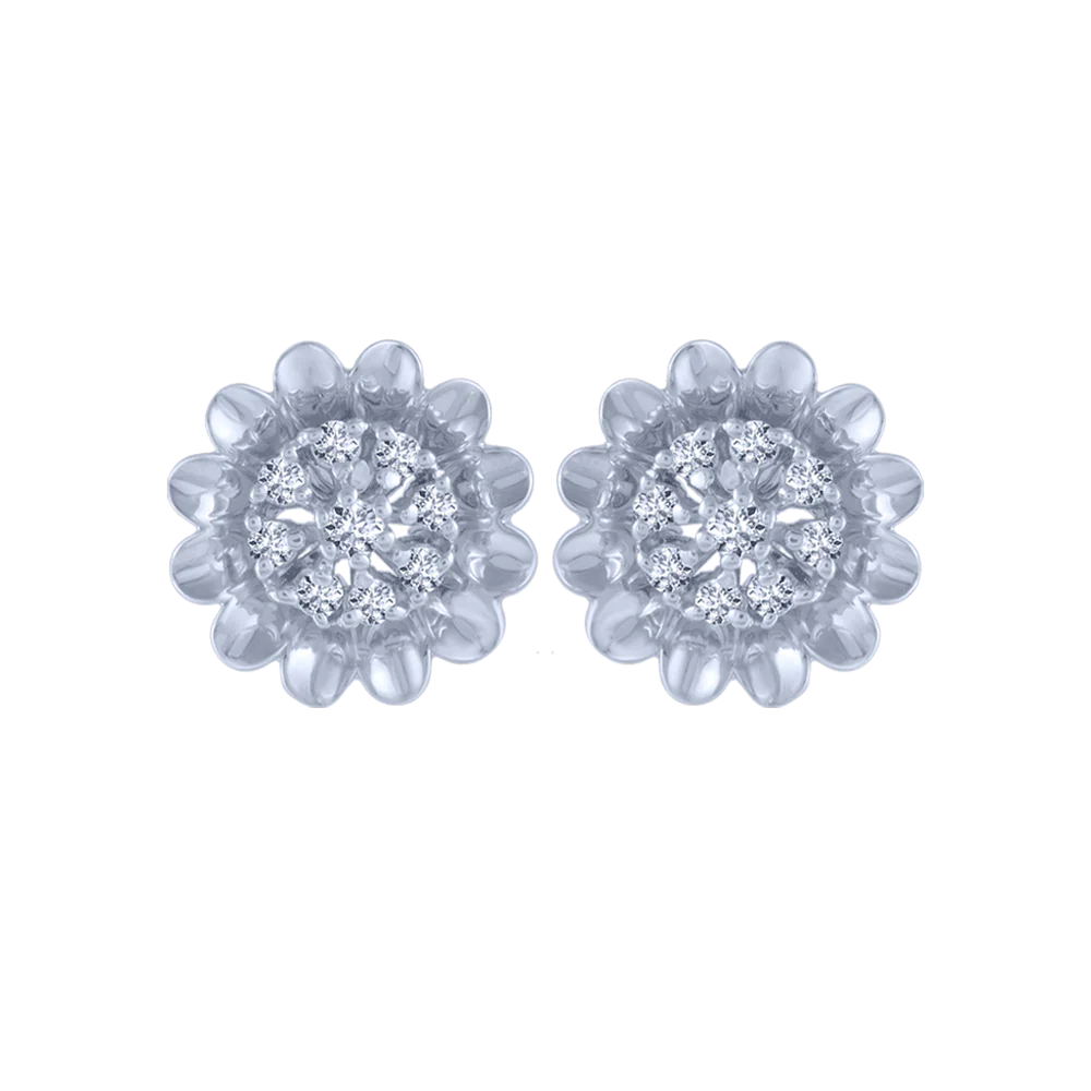 14KT (585) White Gold And Diamond Stud Earrings For Women