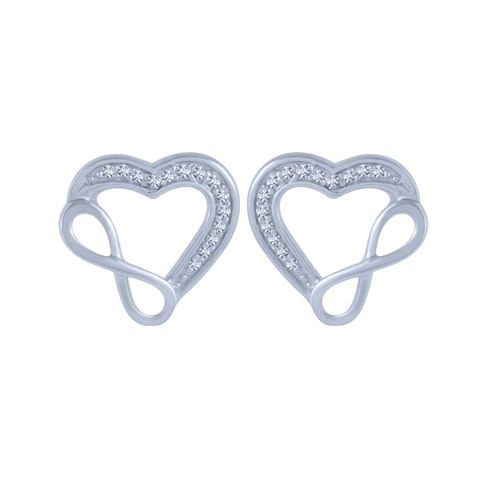 14KT (585) White Gold And Diamond Stud Earrings For Women