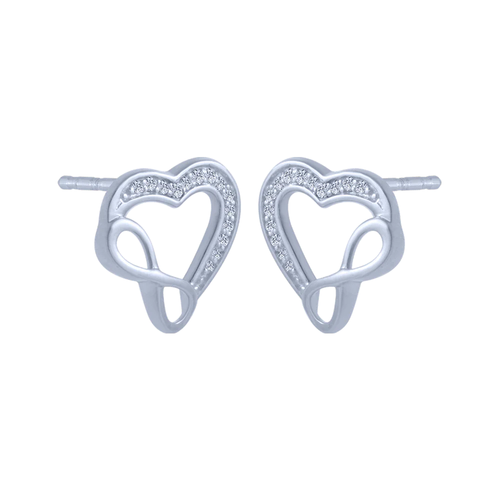 14KT (585) White Gold And Diamond Stud Earrings For Women - Image 3