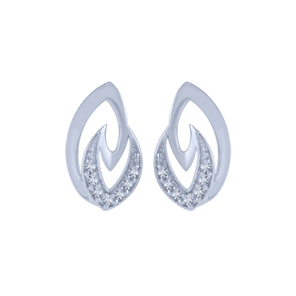 14KT (585) White Gold And Diamond Stud Earrings For Women
