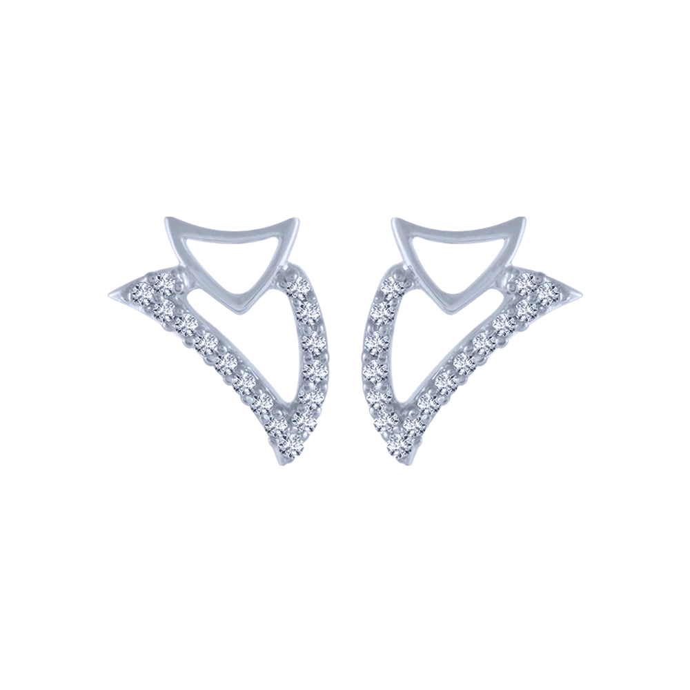 14KT (585) White Gold And Diamond Stud Earrings For Women