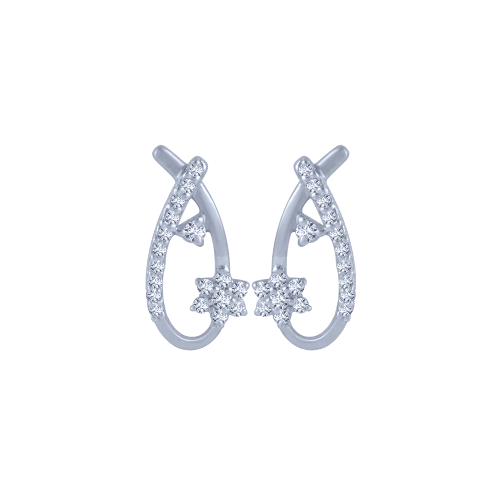 14KT (585) White Gold And Diamond Stud Earrings For Women