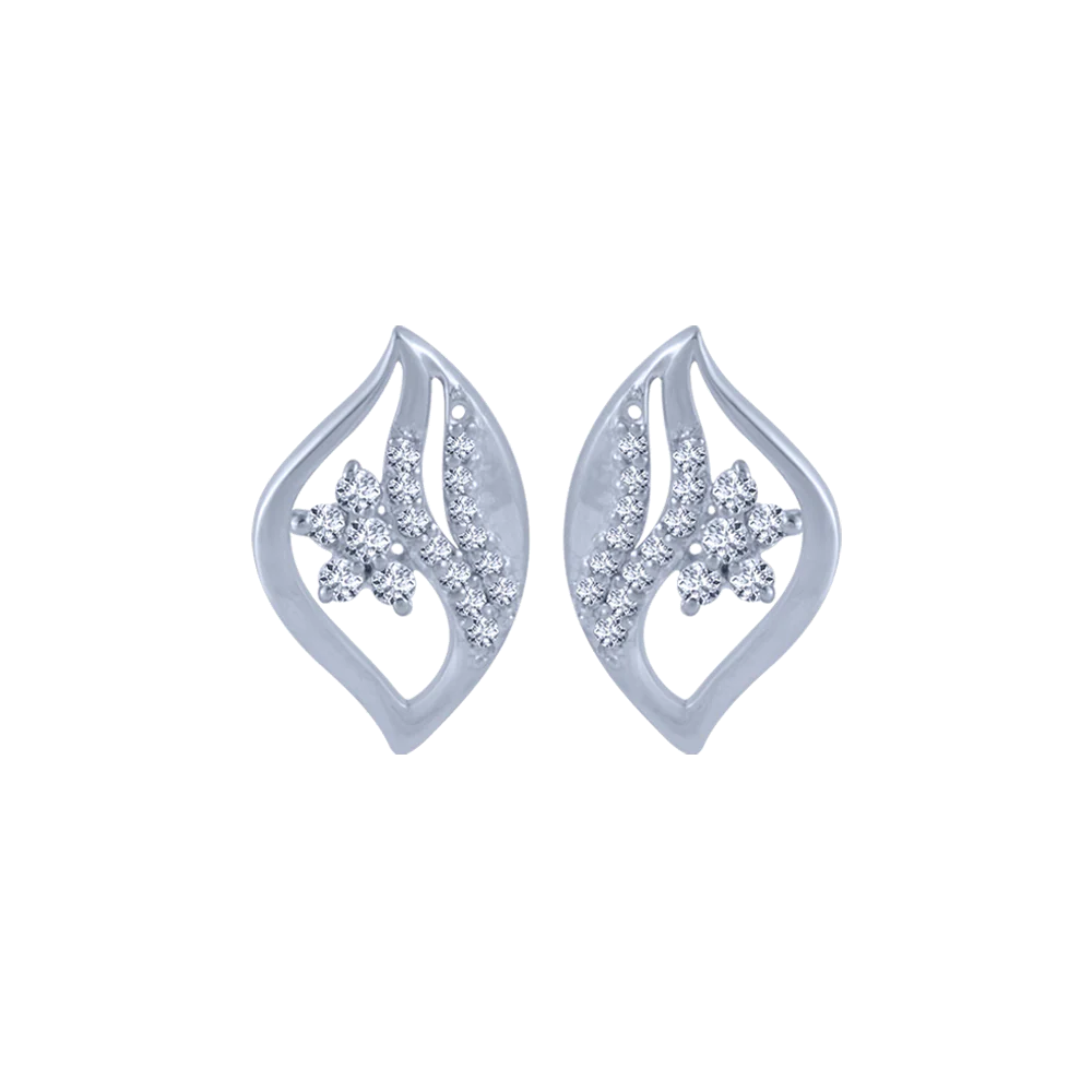 14KT (585) White Gold And Diamond Stud Earrings For Women