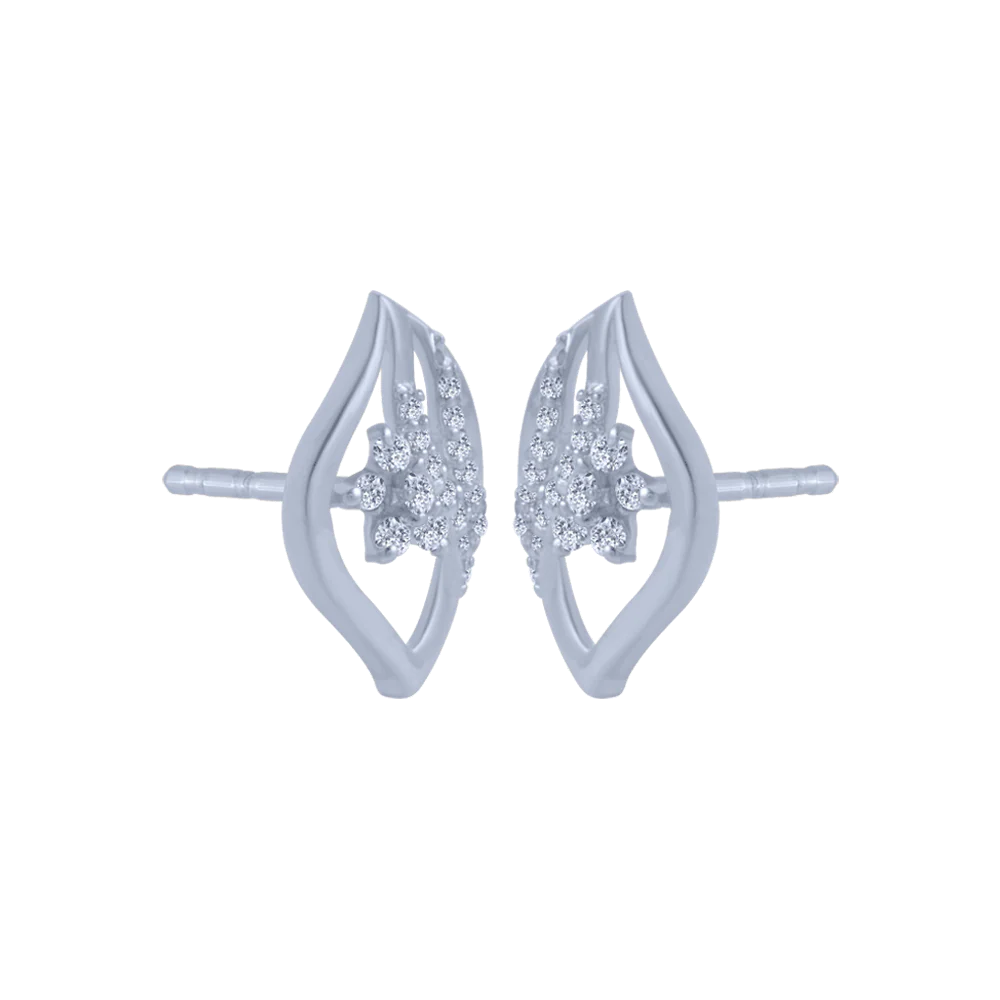 14KT (585) White Gold And Diamond Stud Earrings For Women - Image 3